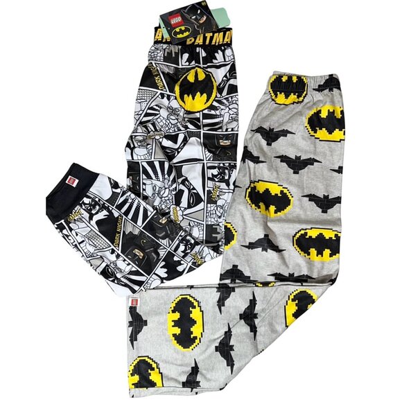 Lego Batman pajama PJ lounge pants 2 pair size 8 NWT gray black yellow comic - Picture 1 of 1